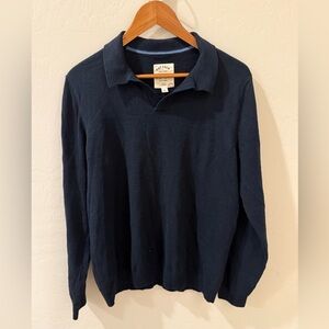 Fatface Men's Knitted Collared Pullover  Long Sleeve Navy Blue Size L